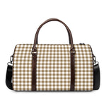 Tan And White Gingham Pattern Print Duffle Bag