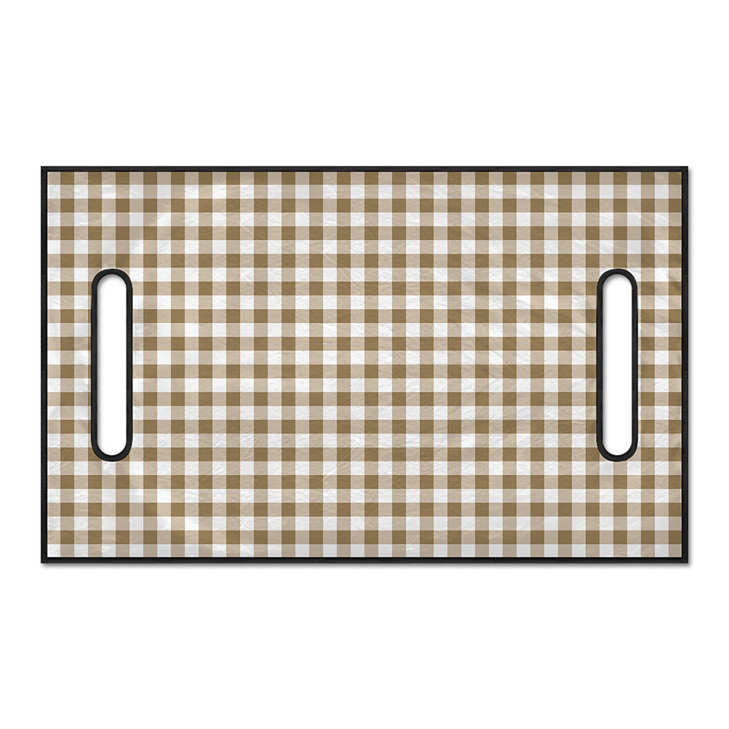 Tan And White Gingham Pattern Print Golf Cart Seat Cover