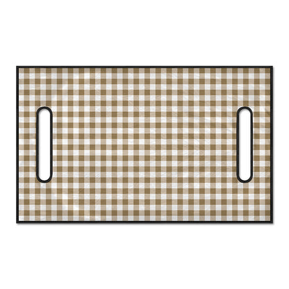 Tan And White Gingham Pattern Print Golf Cart Seat Cover
