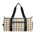 Tan And White Gingham Pattern Print Gym Bag