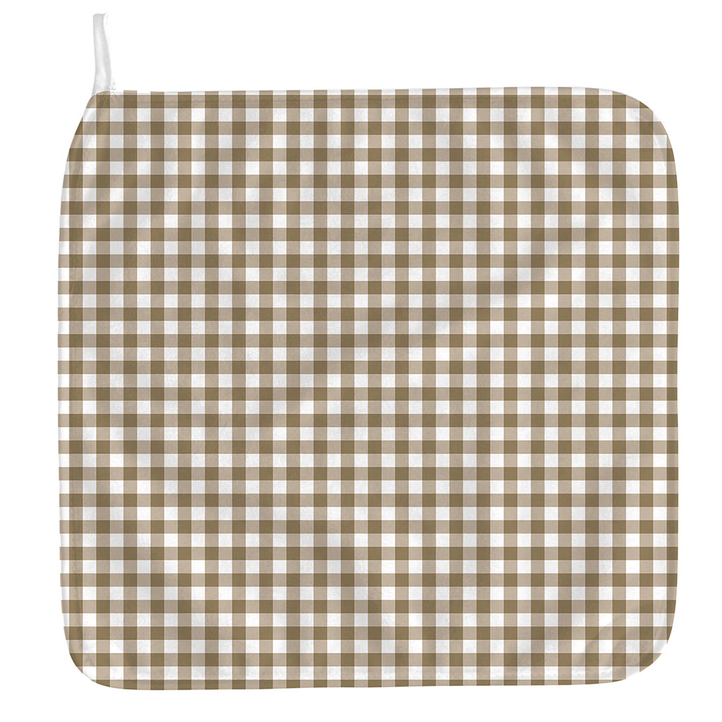 Tan And White Gingham Pattern Print Hand Towel