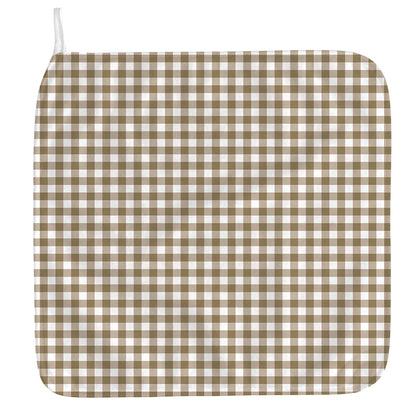 Tan And White Gingham Pattern Print Hand Towel