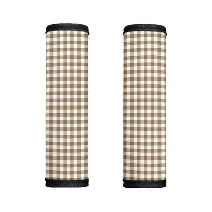 Tan And White Gingham Pattern Print Handle Covers