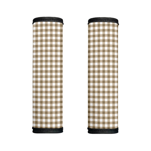 Tan And White Gingham Pattern Print Handle Covers
