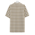 Tan And White Gingham Pattern Print Hawaiian Shirt