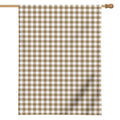 Tan And White Gingham Pattern Print House Flag