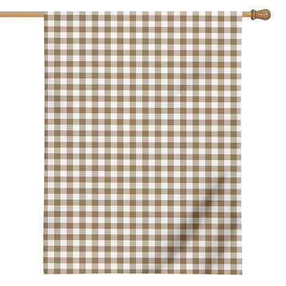 Tan And White Gingham Pattern Print House Flag