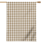Tan And White Gingham Pattern Print House Flag