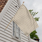 Tan And White Gingham Pattern Print House Flag