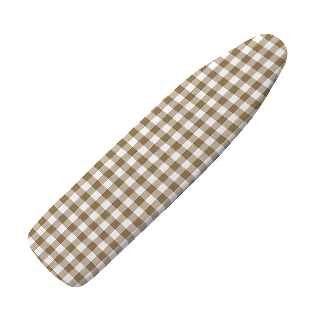 Tan And White Gingham Pattern Print Ironing Board Cover