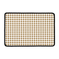 Tan And White Gingham Pattern Print Kitchen Mat