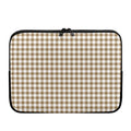 Tan And White Gingham Pattern Print Laptop Sleeve