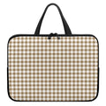 Tan And White Gingham Pattern Print Laptop Sleeve With Handle