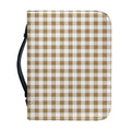 Tan And White Gingham Pattern Print Leather Bible Cover