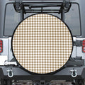 Tan And White Gingham Pattern Print Leather Spare Tire Cover
