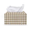 Tan And White Gingham Pattern Print Leather Tissue Box Cover