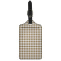 Tan And White Gingham Pattern Print Luggage Tag
