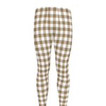 Tan And White Gingham Pattern Print Men's leggings