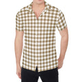 Tan And White Gingham Pattern Print Men's Shirt