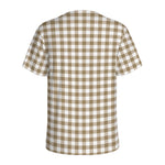 Tan And White Gingham Pattern Print Men's Sports T-Shirt