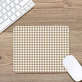 Tan And White Gingham Pattern Print Mouse Pad