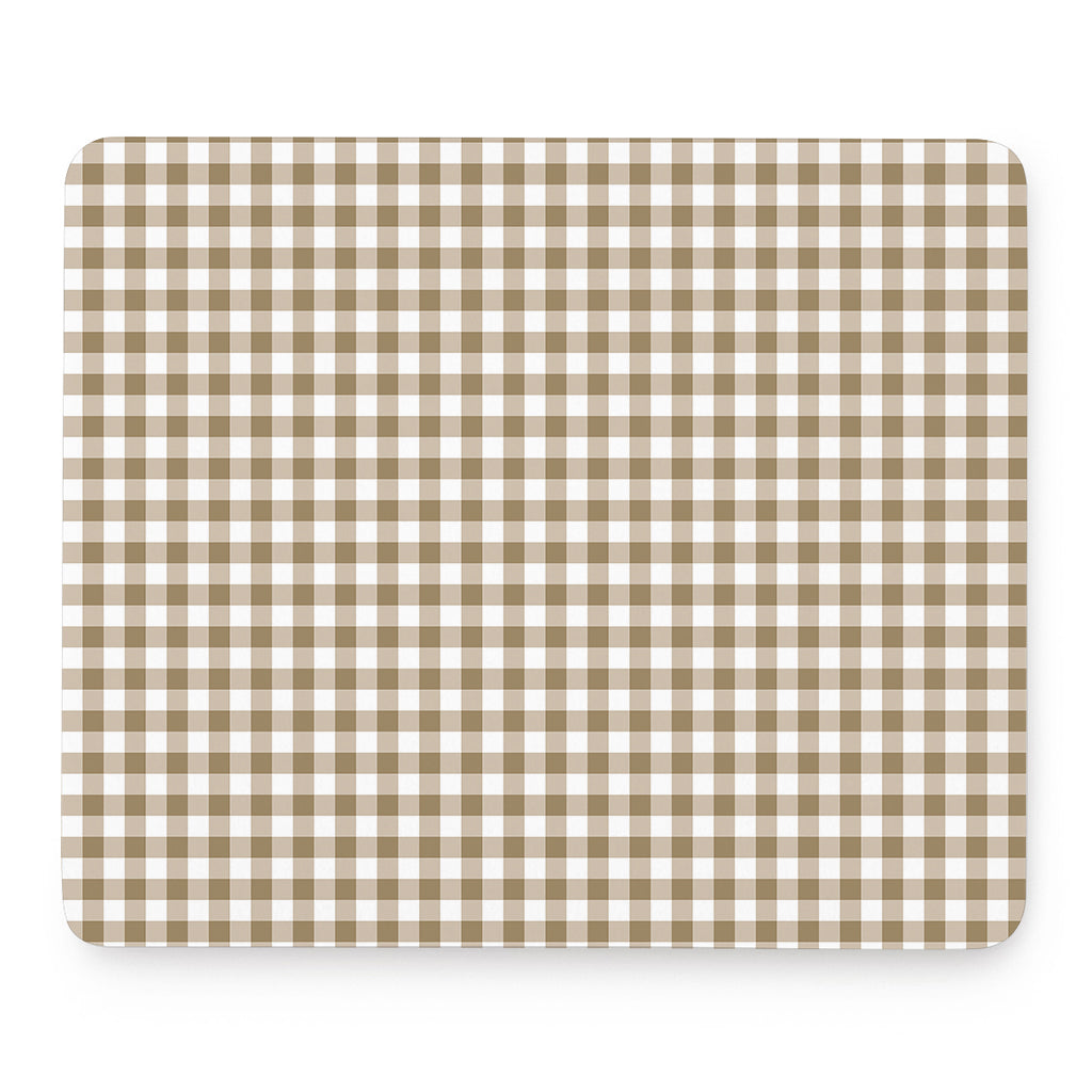 Tan And White Gingham Pattern Print Mouse Pad