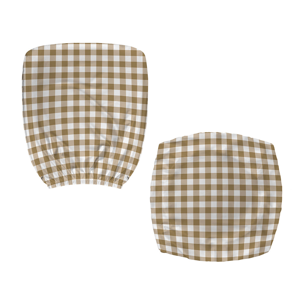 Tan And White Gingham Pattern Print Office Chair Cover