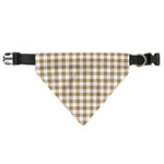 Tan And White Gingham Pattern Print Over The Collar Dog Bandana