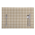 Tan And White Gingham Pattern Print Placemat