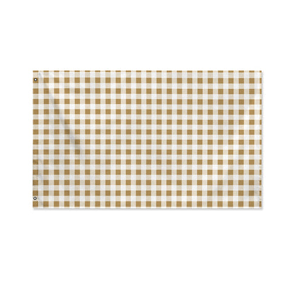 Tan And White Gingham Pattern Print Polyester Flag