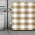 Tan And White Gingham Pattern Print Polyester Shower Curtain