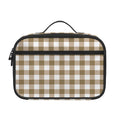 Tan And White Gingham Pattern Print Portable Lunch Bag