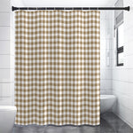Tan And White Gingham Pattern Print Premium Shower Curtain