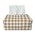 Tan And White Gingham Pattern Print Rectangle Tissue Box Cover