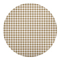 Tan And White Gingham Pattern Print Round Blanket