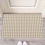 Tan And White Gingham Pattern Print Rubber Doormat