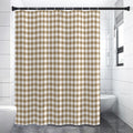 Tan And White Gingham Pattern Print Shower Curtain