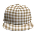 Tan And White Gingham Pattern Print Snapback Cap