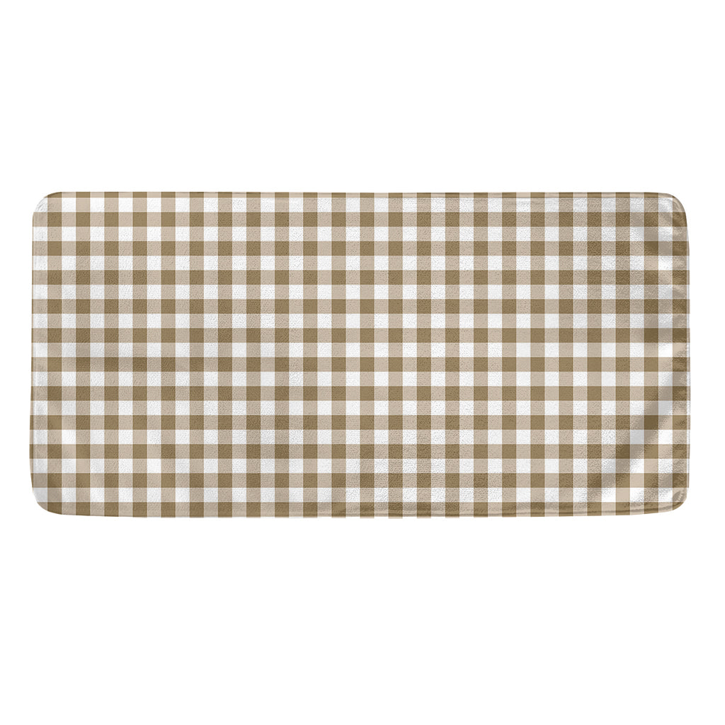 Tan And White Gingham Pattern Print Towel