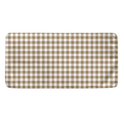 Tan And White Gingham Pattern Print Towel