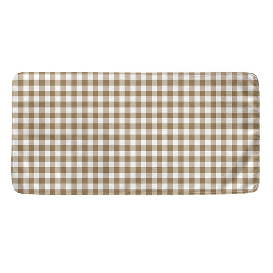 Tan And White Gingham Pattern Print Towel