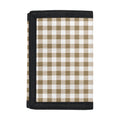 Tan And White Gingham Pattern Print Trifold Wallet