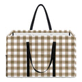 Tan And White Gingham Pattern Print Utility Tote Bag