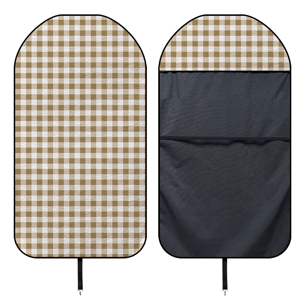 Tan And White Gingham Pattern Print Waterproof Car Seat Cover
