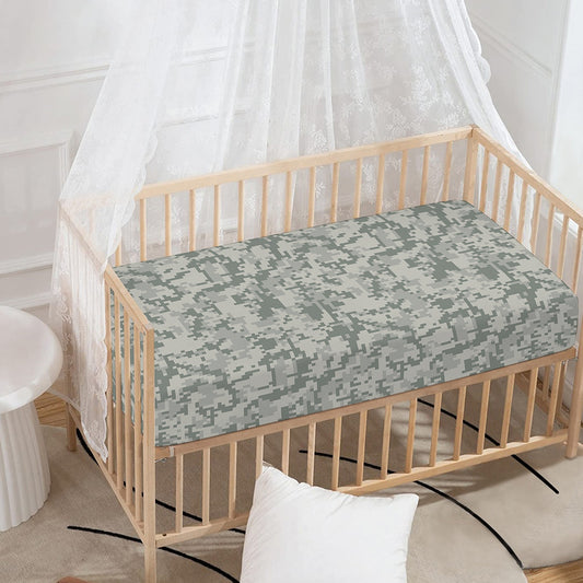 Tan Digital Camo Pattern Print Baby Crib Sheet