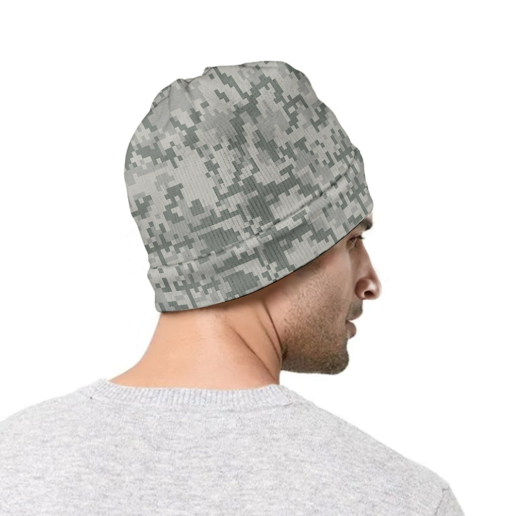 Tan Digital Camo Pattern Print Beanie