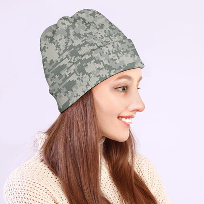 Tan Digital Camo Pattern Print Beanie
