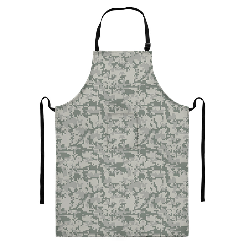 Tan Digital Camo Pattern Print Bib Apron With Pocket