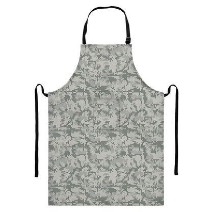 Tan Digital Camo Pattern Print Bib Apron With Pocket