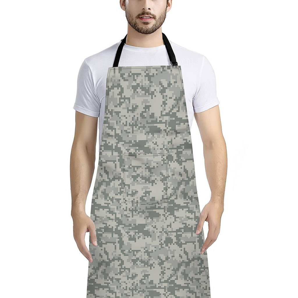 Tan Digital Camo Pattern Print Bib Apron With Pocket